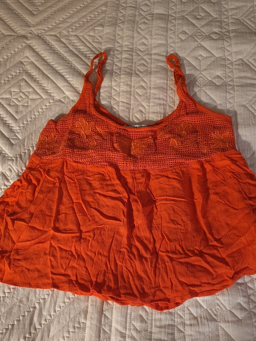 Cotton On Orange Crochet Yoke Camisole